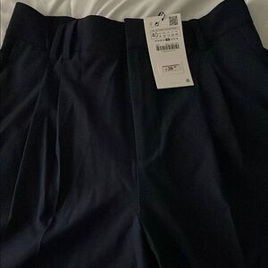 Dark Navy Pleated Trousers